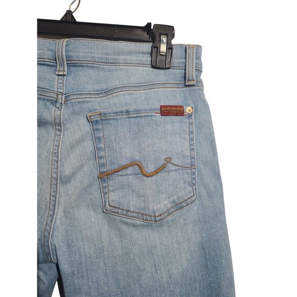 7 For All Mankind Roxanne Ankle Light Wash Raw Hem Jeans Size 29 - Picture 4 of 5